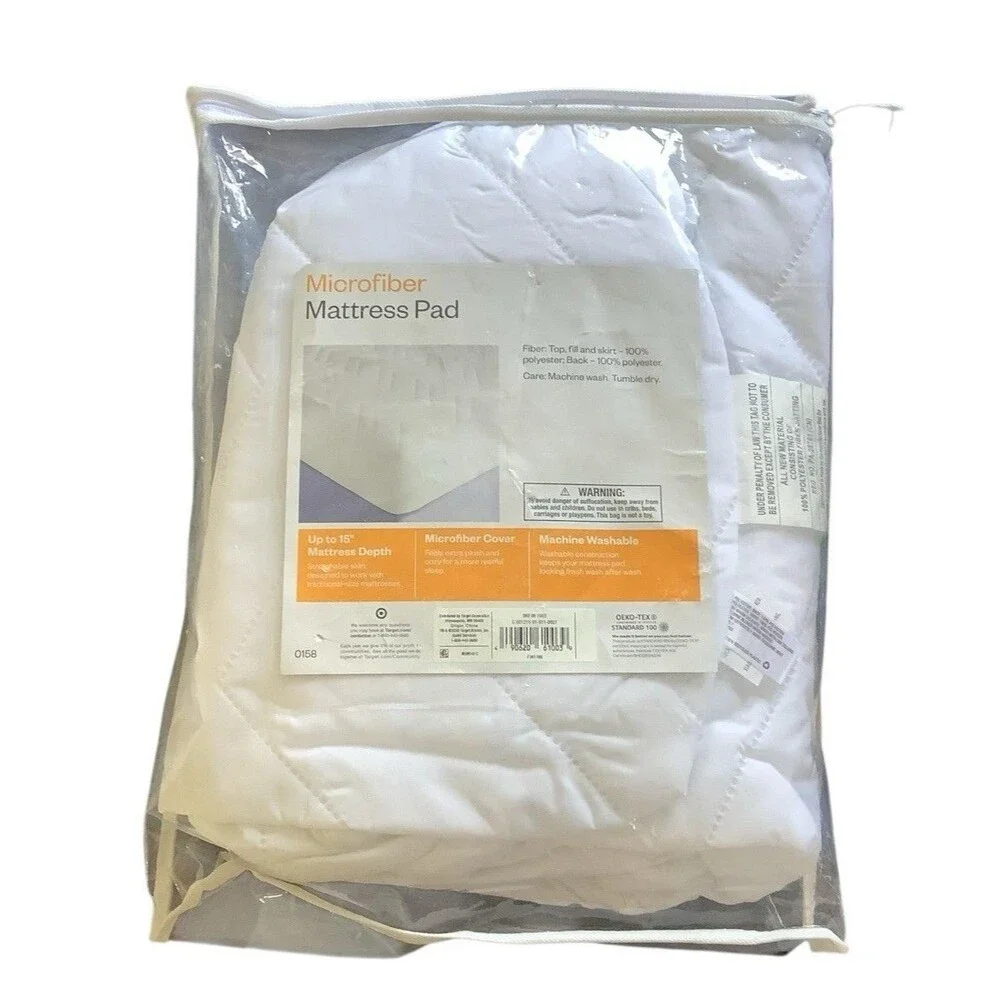 Mattress Pad Twin/XL Twin Microfiber Room Essentials White New 15” Depth